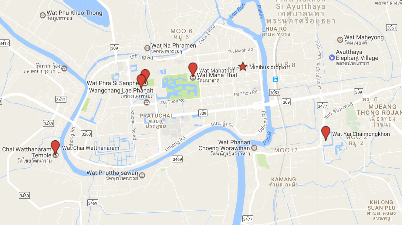 Our route in Ayutthaya