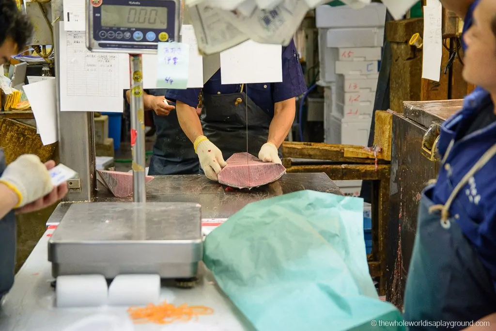 The Tuna being cut up for restaurants