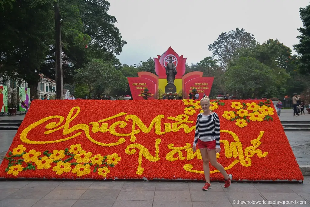 Your flowers match my shorts! Colourful Hanoi!