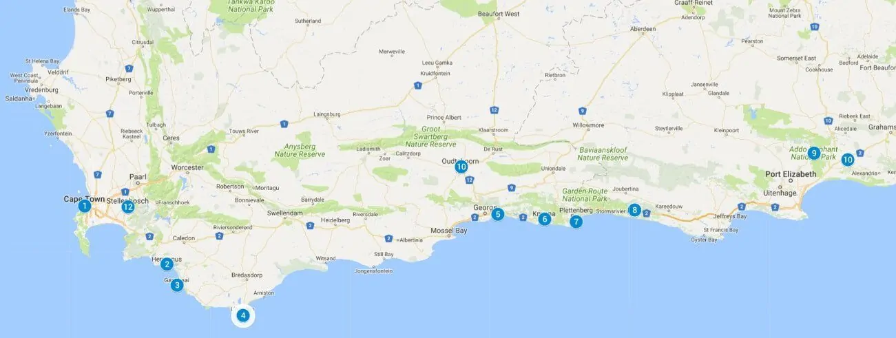 South Africa Garden Route Map