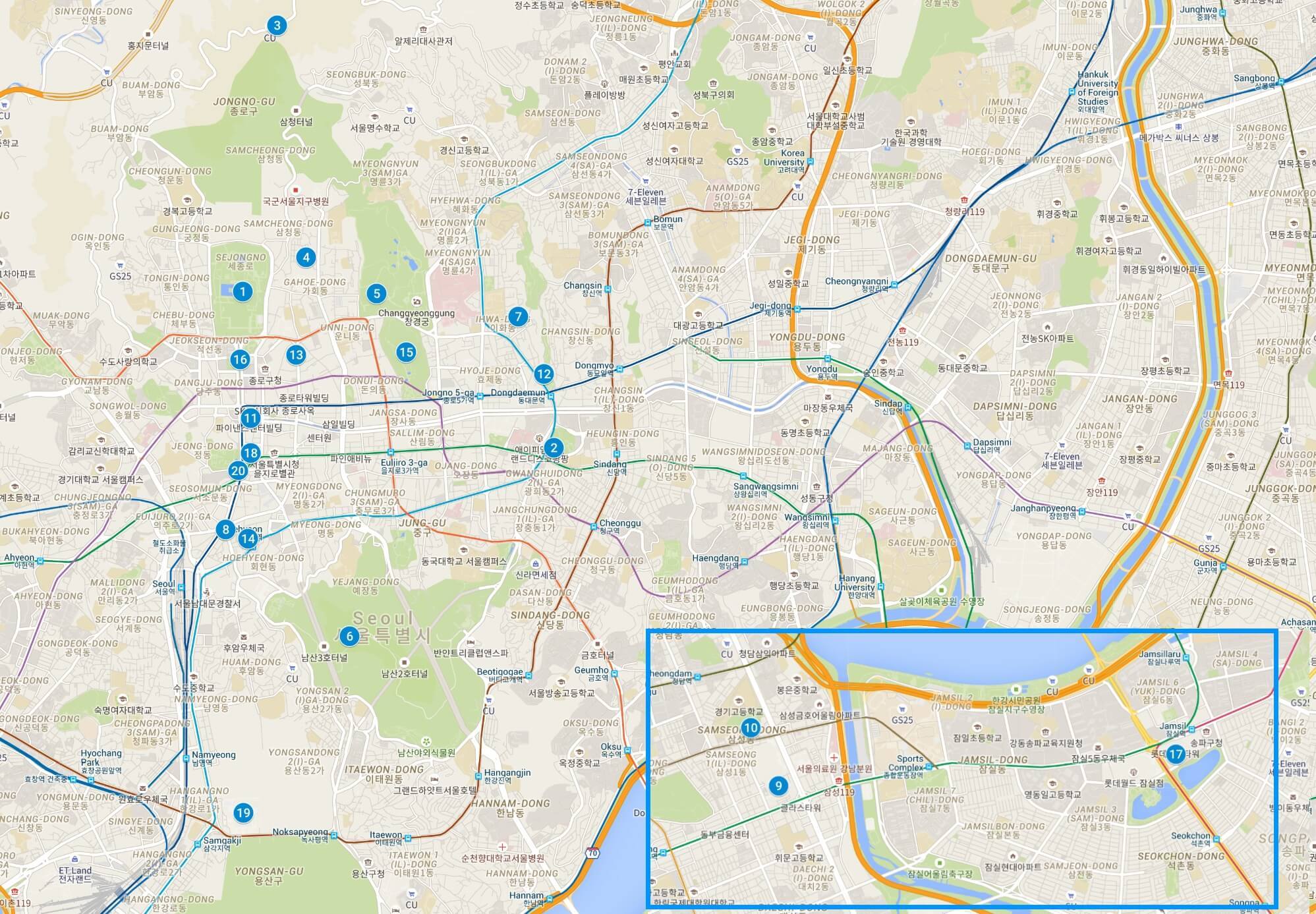 Seoul Photo Location Map