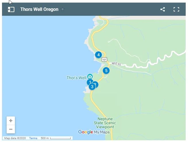 Thors Well Map Cape Perpetua Oregon