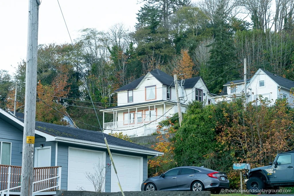You can just see the corner of Data's house (in blue) to the left of the Goonies house from the lower main road