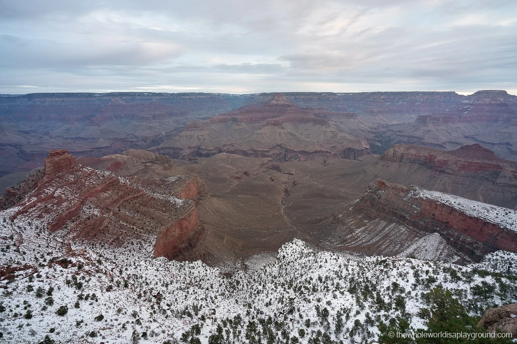 Snow at Ooh Aah Point South Kaibab Trail