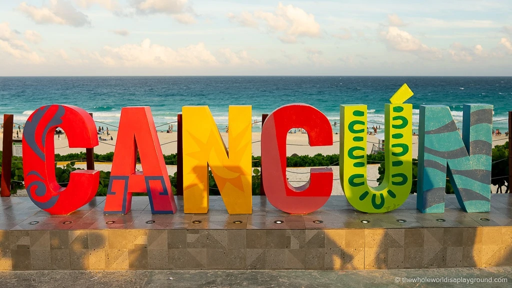 Cancun sign Playa Delfines
