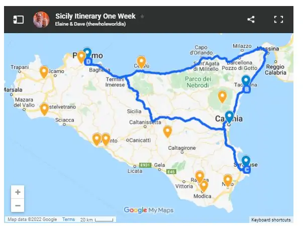 mapa tours sicilia