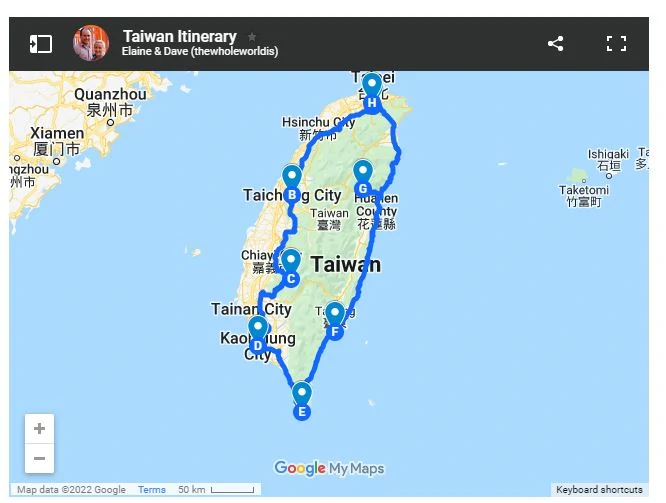 taiwan day tour itinerary