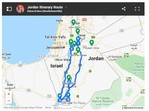 mapa tours jordania